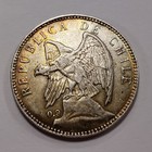 1910 Chile Un Peso Silver  3472 Asw - One Year Type Coin - Km152 3 - Sku-q1635