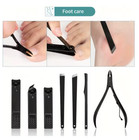 Black Nail Clipper Set 8   24pcs Stainless Steel Manicure Pedicure Kit W  Case