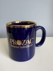 Vintage Prozac Fluoxetine Hydrochloride Blue   Gold Pharmaceutical Coffee Mug