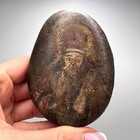 Rare 19th Hand Painted Stone Icon Of Saint Nicholas Antique Religious Art Decor