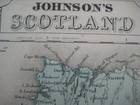 Original Handcolored 1863 Johnson Map Scotland Edinburgh Glasgow Hebrides Perth