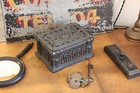 C 1800s Antique Vtg Gothic Revival Box Wood Trinket Jewelry Sewing Primitive