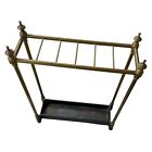 Antique English Umbrella Walking Stick Stand Solid Brass W cast Iron Base