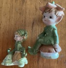 Vintage Pair Lefton Pixie Elf Elves Figurines Turtle Mushroom Mint Taiwan Euc