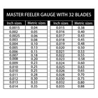 32 Blade Feeler Gauge Metric   Sae Dual Reading Combination Gap Thicknes Measure