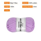 100  Wool Yarn 3 Skeins Of 150g 5 29oz per Skein 50g 109yards  light Purple