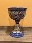 Persian Handcrafted Home Decor Copper   Enamel Pedestal Bowl Vintage  minakari 