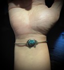 Sterling Silver 925 Turquoise Oval Bezel Set Bear Bracelet Adjustable