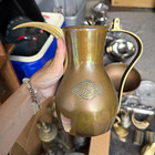 Vintage Brass Arabic Dallah Coffee Pitcher - Saudi Arabia Emblem