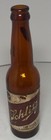 Vintage Amber Glass Schlitz Beer Bottle With Paper Label