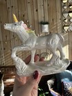 Ceramic Unicorn Figurine With Rainbow Mane Decor Ornament Vintage