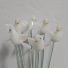 Vtg Lot Of 6 White Dove Hand Blown Glass Cocktail Swizzle Sticks Drink Stirrers