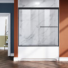 Elegant 60   X 57  Black Semi-frameless Sliding Tub Shower Door Tempered Glass