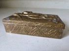 Rare Vintage Raised Relief Native American Warrior Japanese Metal Trinket Box