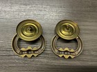 2 Keeler Mid Century Modern Brass Ornate Drawer Pull Cabinet Knob Drop Ring  18