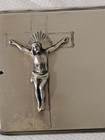 Antique Crucifix Inri Jesus Christian Coffin Casket Funeral Plaque Metal Silver