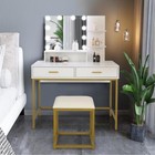 Fch Vanity Set With Lighted Mirror Cushioned Stool Dressing Table Makeup Table