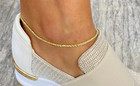 10k Solid Gold Rope Anklet Bracelet  1 5mm 10k Gold Anklet  9  - 10 Inches -x012
