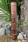 Hand Carved Hawaiian Style Ku God Tiki Totem Wooden Mask 39 x 6 in