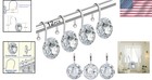 12pcs Stainless Steel Shower Curtain Hooks With Decorative Rhinestones