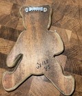 Vintage Wooden Teddy Bear Wearing Vest Wall Hanging Plaque Decor 1985