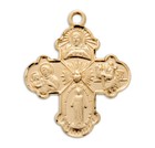 16 Kt Gold Over Sterling Silver Four-way Cross Catholic Medal Pendant Necklace