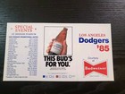 Los Angeles Dodgers 1985 Season Pocket Schedule  english Version    Bud 