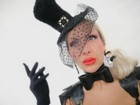 Fascinator Hat Head Piece Extravagant Weeding Royal Black Bowler Kentucky Derby