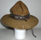Vintage Boy Scouts Campaign Hat  Brown Felt Leather Strap Vintage