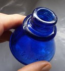 Cobalt Blue Cone Ink Bottle-carter s-bright Blue-double Ring Lip-hand Blown-1890