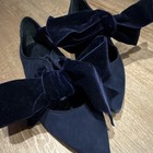 Tory Burch Navy Blue Velvet Bow Ballet Flats