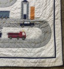 Pottery Barn Kids Twin Transportation Quilt Appliqu  s Trucks Gas Rare 84 X 64 In