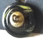 Bb Yellow Glass Intermixed Antique Black Glass Button Medium 