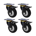 4 Pack 4  Caster Heavy Duty Swivel Plate Casters Polyurethane Wheels With Brake