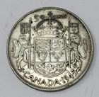 1945 Canada Half Dollar 50 Fifty Cents 80  Silver King George Vi Coat Of Arms
