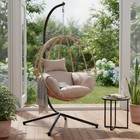 1 Set Patio Metal Hanging Egg Chairs With Cushions Hammock Egg Swing Relax Chair