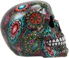 Ebros Day Of The Dead Color Beads And Floral Tattoo Sugar Cranium Skull Statue