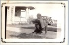 C1930s Cute Little Girl Barefoot Pit Bull Dog Pet Vintage Car Bungalow 5  Photo