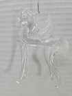 Vintage Hand Blown Art Glass Pegasus Winged Horse Clear Figurine Ornament 3 5   