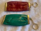 2 Eel Skin Keychain Coin Purses Vintage Green   Red  burgundy  Lot5-272