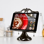 Vintage Cast Iron Cookbook Stand  Adjustable Recipe Book   Ipad Holder - Gold