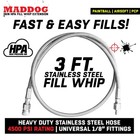 Clearance Maddog Paintball Fill Whip Hose Extension 36  Stainless Steel 4500 Psi