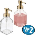 Mdesign Square Glass Refillable Liquid Soap Dispenser Pump Clear soft Brass 