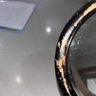 Lovely Vintage Wood Framed Bevelled Glass Round Hand Mirror 10 25    By 5 75    E1