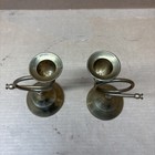 Vintage Pair Brass French Horn Style Candle Holder 6-1 8    Tall