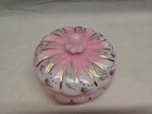 Vintage Fenton Glass Rosebuds On Rosalene Powder Jar Puff Box Pink Ltd Edition