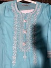 Edenrobe Women   s Blue Embroidered Cotton Kurta kurti Tunic Top Size M