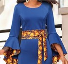 Size Xl Ashro Blue Savanna Dramatic Sleeve Party Church Dress No Belt Included