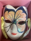 Lot 4 Vtg Mardi Gras Porcelain Faces Masks Wall Hanging Art Decor Clay App3x2