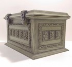 Vintage Max Klein Sewing Box W lift Out Tray  Plastic Avocado Green  Metal Clasp